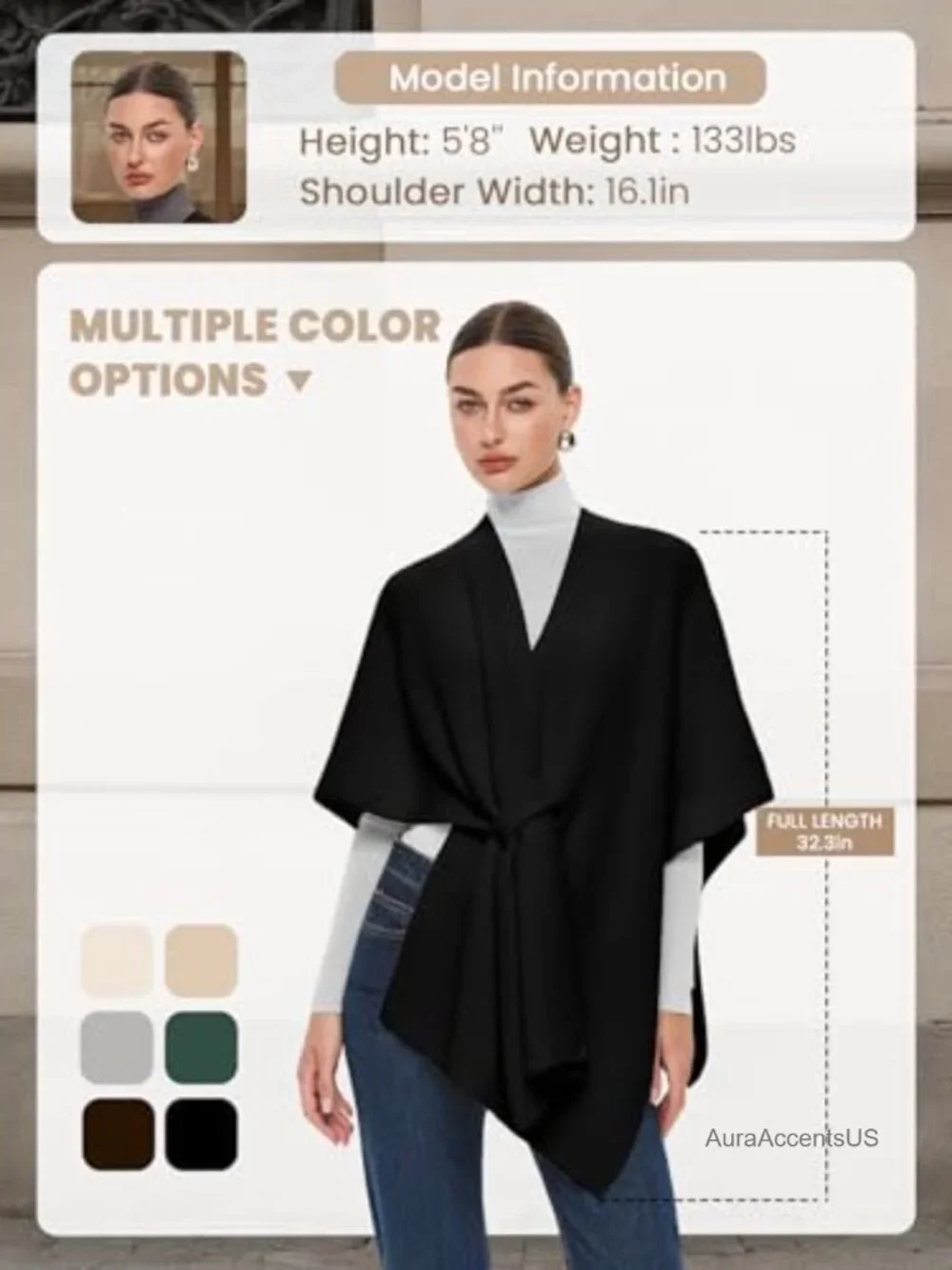 Chunky Shawl Wrap Poncho Cape Winter Fall